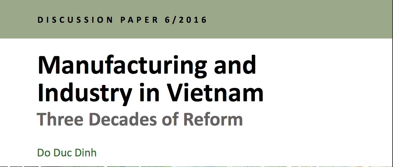 Manufacturing and Industry in Vietnam: Three Decades of Reform