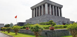 The Mausoleum of Ho Chi Minh  'the enlightened one' in Hanoi.