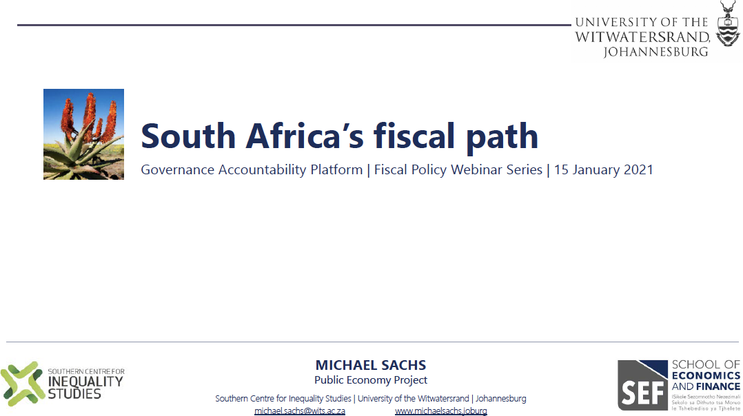 South Africa's Fiscal Path - A Presentation by Professor Michael Sachs 