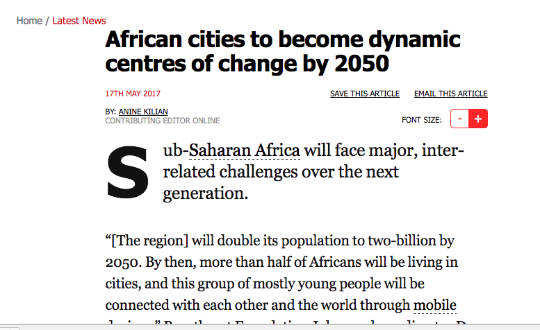 African cities to become dynamic centres of change by 2050 - Engineering News